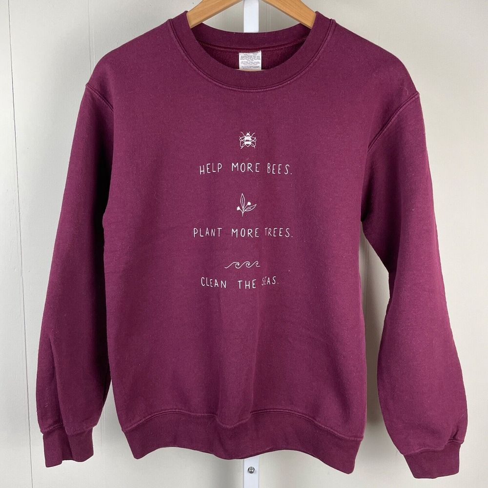 Gildan Maroon Red Crewneck Sweatshirt Environmental Earth Day Size‎ Small